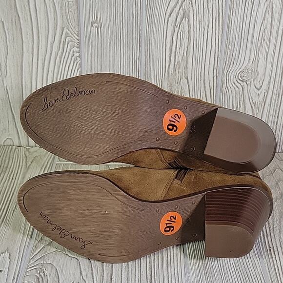 Sam Edelman Lynn Block Heel Side Zip Brown Suede Ankle Boots Womens Size 9.5 NEW - Picture 7 of 12